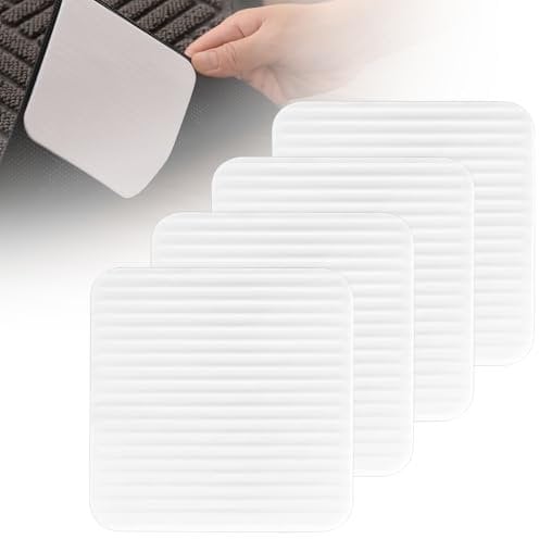 Quadratischer Teppich Aufkleber Teppichgreifer Antirutschmatte Waschbarer Anti Rutsch Anti Curling rutschfeste Greifer Rutschmatte Teppich(10 x 10cm, 4 Pack