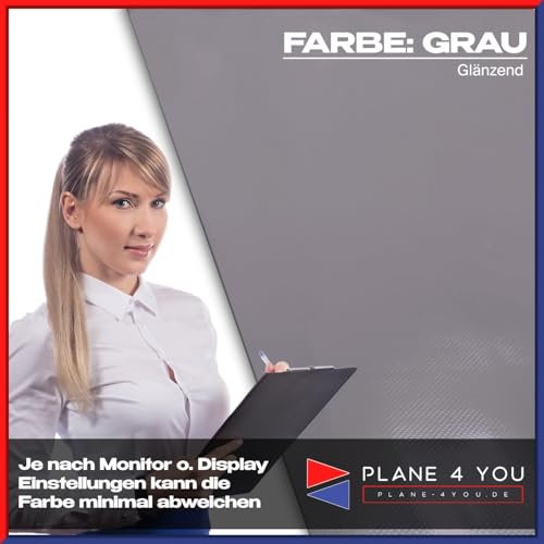 Abdeckplane Wasserdicht 2x4m mit Oval Ösen I Ösen-Abstand Jede 50cm I Grau - Glänzend I Abdeckung für Gartenmöbel, Sandkasten, Pool und Boot I PVC LKW Plane Meterware I mit Randverstärkung