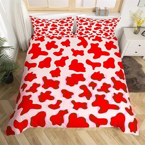 Rptidmv Bettwäsche 135x200 Kuhflecken Bettwäsche-Set mit Reißverschluss Schließung (Kinder Jungs Mädchen), Weich Microfaser Bettbezüge + 2 Kopfkissenbezug 80x80 cm