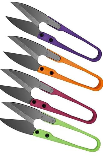 Bkemkri Lot de 4 Ciseaux en Fforme de U, Set de Cciseaux à Coudre, Petit Ciseaux Couture, Ciseaux de Couture Coupe-fil, Accessoire Couture, pour Travaux Manuels, Broderie, L'entretien des Plantes