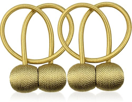 YunSchauen Vorhang Raffhalter Magnetische Verstärkung 2 Stück,Raffhalter für Vorhänge Gardinen,Gardinenhalter Wand,Vorhang Halter,Gardinen Klammern Halterung,Vorhanghalter Landhaus Curtain Holder Gold