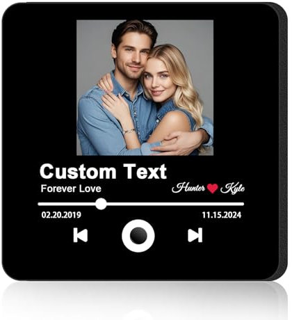Personalised Music Fridge Magnets with Photo, Customised Song Music Album Cover Player Fridge Magnet Sticker Decor, Funny Music Box Fridge Magnets Gifts for Lovers, Family & Friends (Style 3)