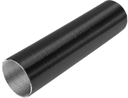 VekAuto 1 Pc Tuyau De Chauffage De Voiture 75Mm Id 80Cm Longueur Max L Tuyau De Conduite D'Air Chaud Voiture Camion Camping-Car Bus Van Bateau Feuille D'Aluminium Noir