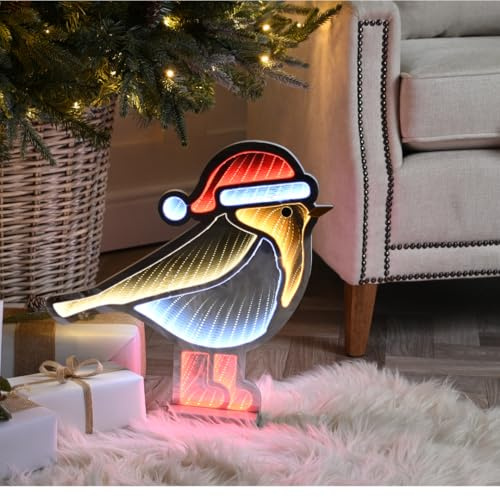 40cm Light up Christmas Robin Infinity Decoration with Red and White LEDs