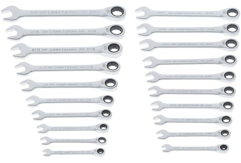 CRAFTSMAN Ratchet Wrenches Set, 20 Pc, 90 Tooth SAE/Metric Ratcheting Wrench Set with Case, 4 Degree Arc Swing (CMMT87220)