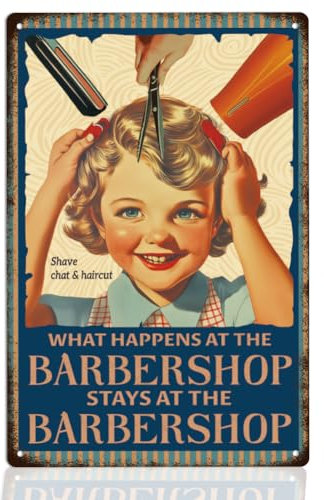 WEBEEDY Vintage Barbershop Schild Friseur Wanddekor Metall Blechschild Friseursalon Poster Dekor Wandtafel Friseur Geschenke Wanddekoration Für Laden Bar Garage 20x30cm