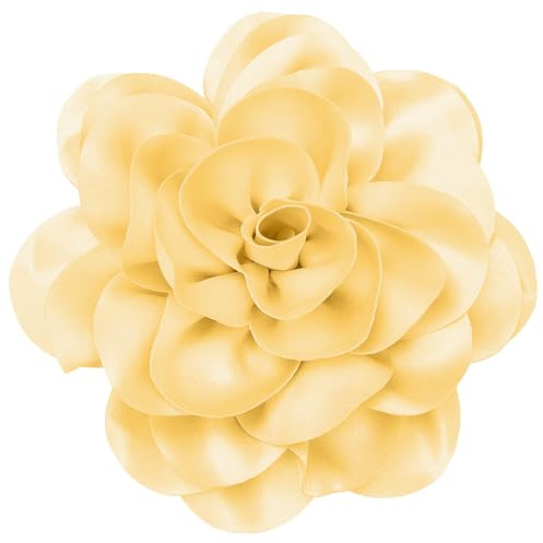 CREATCABIN 20cm Große Blumenbrosche Aprikose Extra Große Kamelien Brosche Anstecknadeln Für Kleidung Abnehmbare Anstecknadeln Satinstoff Brosche Für Damen Kleider Hochzeit Party Bankett Anzug Zubehör