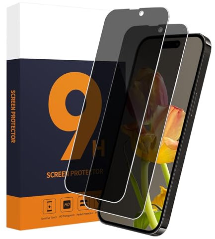 Carantee 2 Stück Sichtschutzfolie für Panzerglas für iPhone 15 Pro Max 5G, Blasenfreie, Anti Kratzer, Anti-Spy Privatsphäre Schutzglas, Anti-Öl, Sensitive Touch iPhone 15 Pro Max Displayschutzfolie