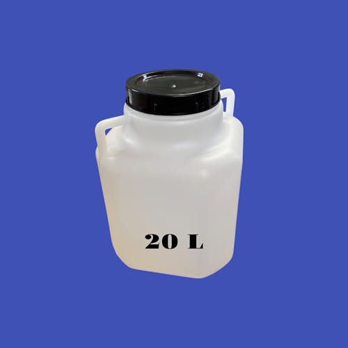 Bidon Plastique 20 litres avec Large Ouverture (Ø18,5 cm) – Stockage Alimentaire et Eau Potable – Poignée Ergonomique et Couvercle Hermétique – Léger et Résistant