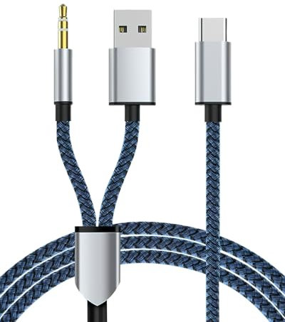 Cavo audio 2 in 1, cavo di ricarica USB C a 3,5 mm, compatibile con Phone 15 16, iPad Pro, Galaxy S23 S22, adattatore USB C a 3,5 mm, cavo di ricarica con jack per cuffie stereo, 1,2 m