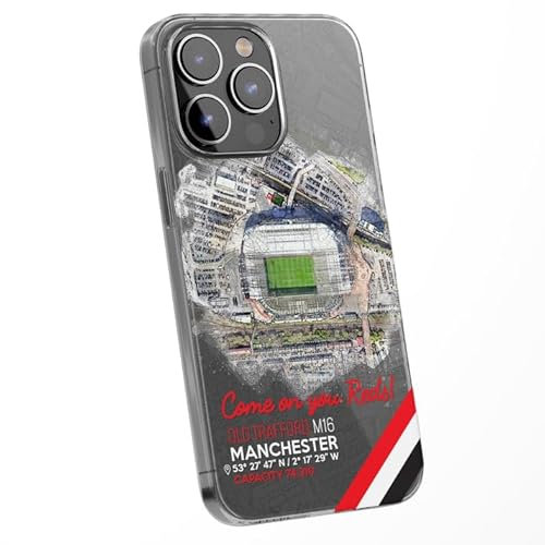 SmartGiftShop Personalised Phone Case Cover Football Team Manchester Stadium Old Trafford Customised Water Colour Effect for iPhone 16 15 14 13 12 11 United Range - Any Stadium Any City