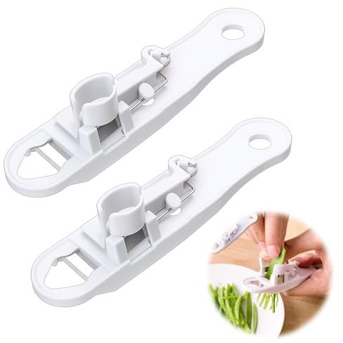 2 Pcs Runner Bean Slicer Multi-Functional Green Bean Stringer Hand-Held Vegetable Runner Cutter French Style Shredder Peeler Kitchen Essential Slicing Tool for Restauran Home Cooking, White