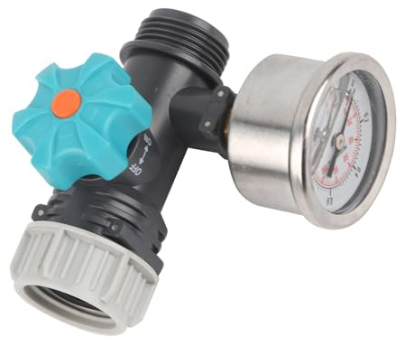 Riuulity Válvula Reductora de Presión de Agua POM con Manómetro para Riego de Jardines de Invernadero, Roscas de Entrada y Salida de Agua Ajustables