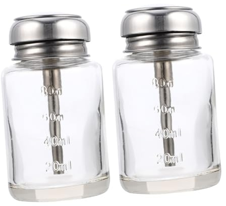 INOOMP Lot de 2 Bouteilles en Verre Rechargeables 100ml Pompe à Pression Étanche pour Réduire Déchets, pour Alcool et Dissolvant