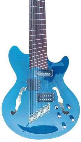 Guitare électrique personnalisée à neuf cordes double trou f, Pinsilk de style ventilateur, basse quatre gauche et cinq droite