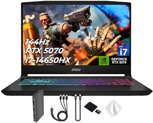 msi Katana - Computer portatile da gioco QHD da 15,6, 165 Hz, NVIDIA GeForce RTX 5070 8 GB, 32 GB DDR5 RAM, 2 TB di spazio di archiviazione (SSD da 1 TB e docking station da 1 TB), Intel Core i7
