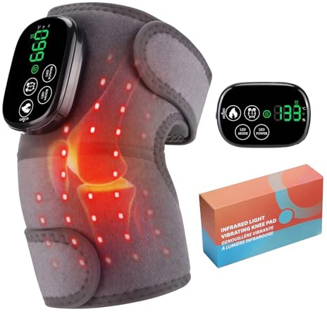 Tatqilo Knee Massager with Heat and Red Light Therapy 660nm & 850nm | Cordless Heated Knee Brace Joint Pain Relief, 3 Vibration Levels, 5000mAh Rechargeable Massager for Knees, Elbows, Shoulders