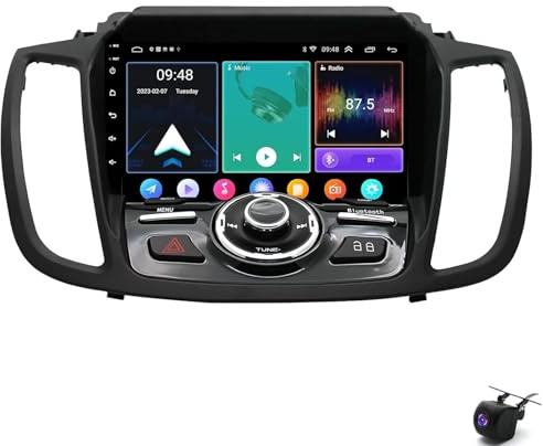 Autoradio per Ford Escape C-Max Kuga 2013-2018 schermo touch radio Carplay Android Auto Wi-Fi navigazione GPS Bluetooth radio FM comandi al volante e telecamera posterior(Size:4CORE 2+32G,Color:9INCH)