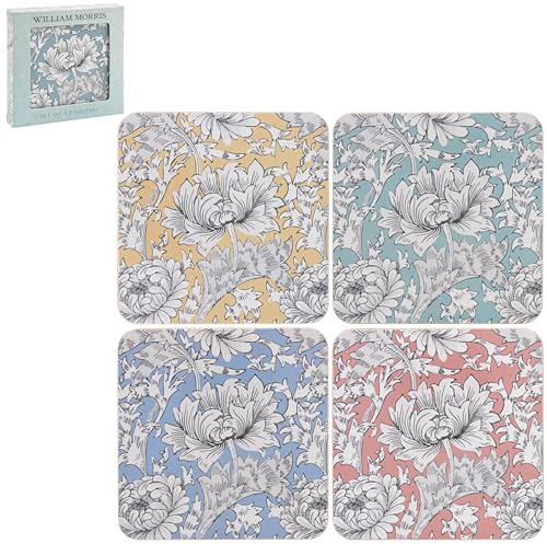 The Leonardo Collection Wm. Morris Chrysanthemum Coasters Set of 4 | Home & Office, Stylish, Kitchen & Dining, Durable Drinks Tabletops Accessories