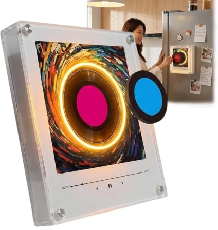 Imanes Nevera con Musica, Disco Vinilo Personalizado Imanes Nevera, ImáN Nevera Musical con Juego De Reproductor Adecuado para FrigoríFicos Y DecoracióN De Escritorios De Oficina (1PC)