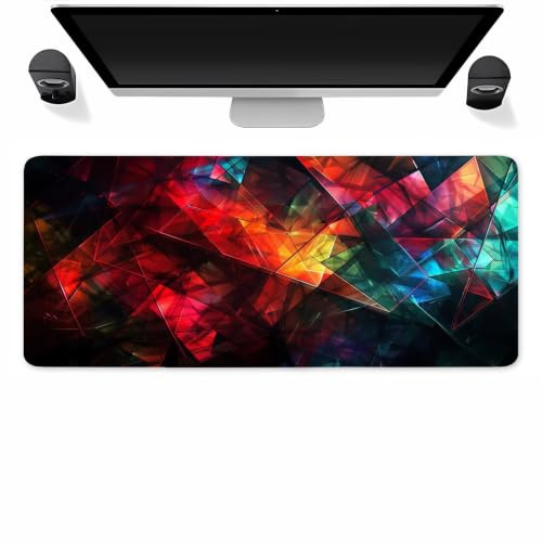 GOOFEI Tappetino Mouse 700x400x3mm XXL Grande tappetino per mouse Geometria colorata Sottomano Scrivania Superficie Liscia,Maggiore Precisione e Velocità,PC, Laptop,Gaming
