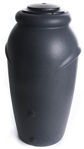 Regentonne 210 Liter [Amphore Design] Regenfass Frostsicher aus Kunststoff - Regenwassertonne mit Wasserhahn - Regenwassertank Garten (Anthrazit)