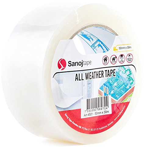 Sanojtape Transparentes Reparaturband UV-Beständig Klar 50mm x 30m Reparatur Glas Gewächshäusern Klebeband
