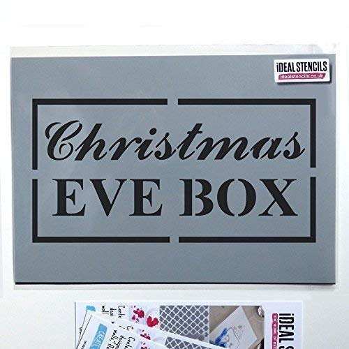 Weihnachten Eve Box Schablone Weihnachten Dekorieren & Basteln Schablone Xmas Fest malen Stempel - halb geschliffen Durchsichtig Schablone, S/ 10x20cm