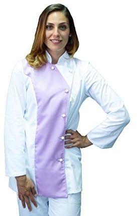 tessile astorino Kostenlose Stickerei – Kochjacke für die Küche – Chef Kasack für Damen – Lila und Weiß – Made in Italy, Flieder Und Weiß, XS