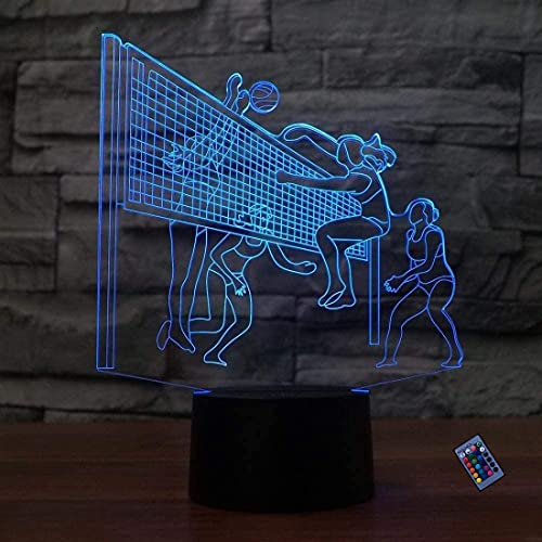YTDZLTD Optische Täuschung 3D Volleyball Nacht Licht 16 Farben Andern Sich Fernbedienung USB-Strom Touch Schalter Dekor Lampe LED Lampe Tisch Kinder Brithday weihnachten Geschenk