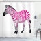 ABAKUHAUS Zebra Duschvorhang, Savannah Tierkunst, Stoffliches Gewebe Badezimmerdekorationsset mit Haken, 175 x 200 cm, Staub Schwarz