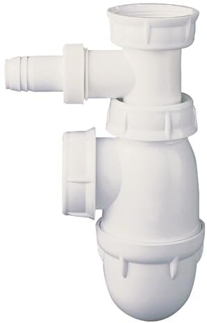 SOMATHERM FOR YOU - BB120 - fregadero sifón con salida ajustable para lavadora - NF - Blanco de plástico