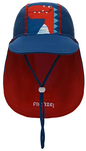 Foruhoo Baby Mütze UV-Schutz 50 mit Kordelzug for Jungen, Breite Krempe Sommerhut Sonnenhut (49cm / 6-18 Monate, Dinosaurier Blau)
