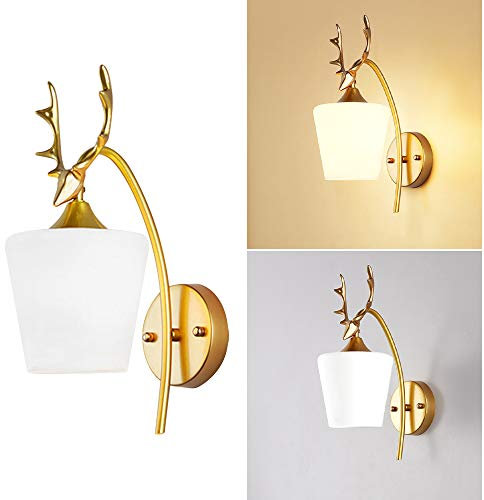 Wankd LED Wandleuchte, wandleuchte retro geweih Metall Wandlampe Bar/Esszimmer/Schlafzimmer/Wohnzimmer