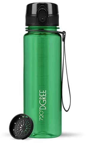 720°DGREE Borraccia da 500 ml uberBottle + setaccio per frutta, crystalClear – senza BPA, a prova di perdite, bottiglia d'acqua, ideale per bambini, scuola, sport, escursionismo, campeggio,