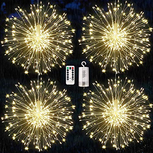 Fuegos artificiales Luces,Luces de fuegos artificiales de jardín 120 LED de fuegos Luces,Cadena Luces LED Navidad Guirnaldas Luminosas Fuegos Alambre, 8 Modos de Iluminación con Control Remoto