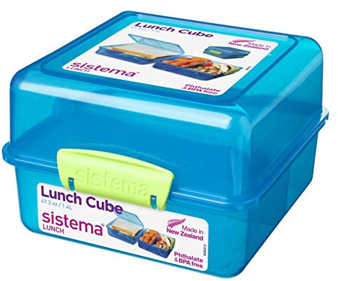 Sistema 6 Stück Lunchbox Cube To Go, 1,4 Liter, 14,5 x 15 x 9,5cm - Mint/Blau/Rosa