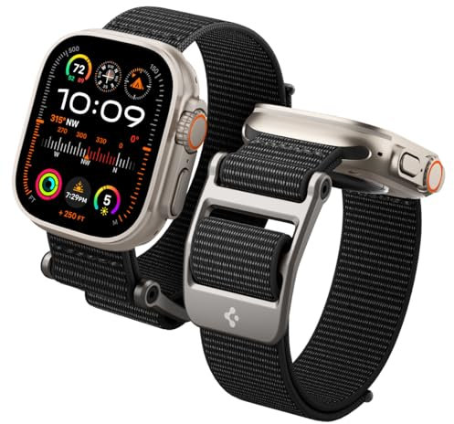 Spigen Cinturino DuraPro Flex Compatible con Apple Watch Series per Apple Watch Ultra 2/1 49mm, Series 10 46mm, 9/8/7 45mm, 6/SE/5/4 44mm e 3/2/1 42mm - Nero