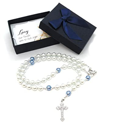 Rosenkranz mit Namen personalisiert Rosary Taufe Kommunion Konfirmation Geschenk