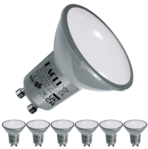 EACLL GU10 LED Bulbs 4W Neutral White 4000K, 50W Halogen Lamp Equivalent. 450 Lumen Energy Saving Light Source, Wide Beam 120° Spotlight, No Flicker Non-dimmable Reflector Bulb, Pack of 4
