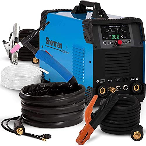 Saldatrice Inverter TIG MMA AC DC con Pulsazione Sherman DIGITIG 200 MULTIPRO Senza Gas AC MMA Saldatura/Saldatrice Tig alluminio / 200A 220V / Saldatore Tig/Tig pulsata/Professionale