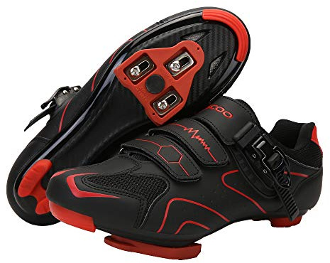 Unisex Cycling Shoes Compatible with pelaton Indoor Road Bike Riding Shoes for Men and Women Delta Cleats Clip Outdoor Pedal, (Black-red, M10.5)