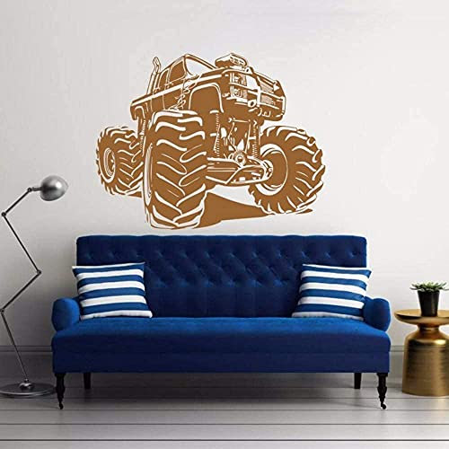 Wandtattoo Monster Truck Vinyl Racing Aufkleber Kunst Wand Haus Wohnzimmer Garage Innen Abnehmbare Home Poster Dekoration 57*74 Cm