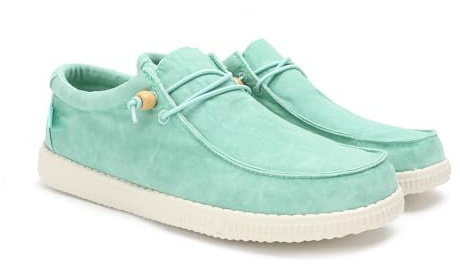 WALK IN PITAS | WP150 Washed | Herren Mokassins | Flache Slipper für Männer | Slip on Loafer | Sneakers | Schlupfschuhe | Freizeitschuhe | Walkinpitas Schuhe | Hellgrün 42