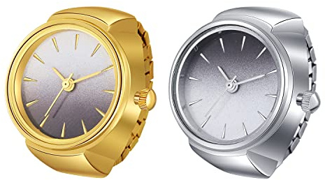 Ringuhr Avaner Fingeruhr mit rundes Farbzifferblatt Einfach Rund Fingerring Uhr Analog Quarz Elastisch Ring Uhr Uhrenring für Herren Damen