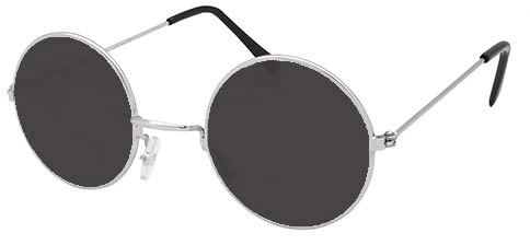 Jokeshop Schwarze runde Lennon-Brille Ozzy Festival Sonnenbrille Hippie 70er 80er Jahre Verkleidung
