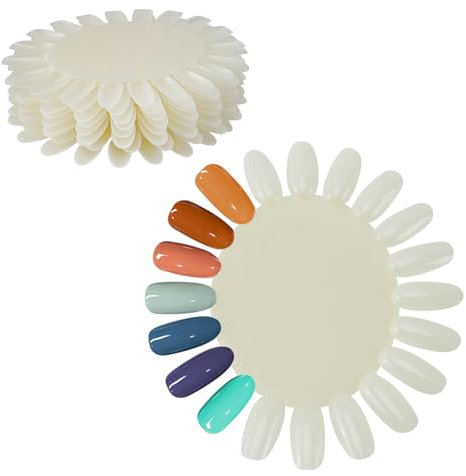 20Pcs False Nail Swatches Wheels Nail Wheel Art Plastic Nail Polish Display Wheel for Manicure Swatches for Nail Polish Color Show Nail (beige 20 Tips)