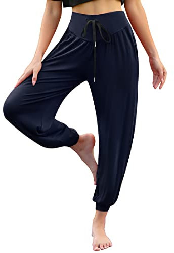 Terecey Haremshose Damen Lang Yoga Hosen Jogginghosen Damen Locker Yogahose Pilates Hose Weit Sweatpants Pluderhosen Yogahosen für Jogging Training Pilates