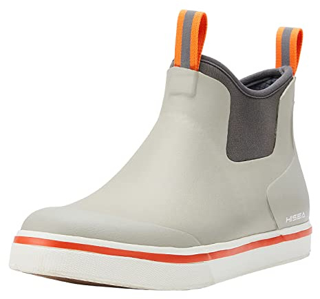HISEA Men's Ankle Deck Rain Boots Waterproof Rubber Neoprene Fishing Shoes
