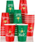 Funtery 60 Stück 340 ml Weihnachts-Pappbecher, Einweg-Kaffeetassen für heiße und kalte Getränke, Weihnachten, rot, grün, Kaffeetasse, Weihnachten, Urlaub, Partyzubehör